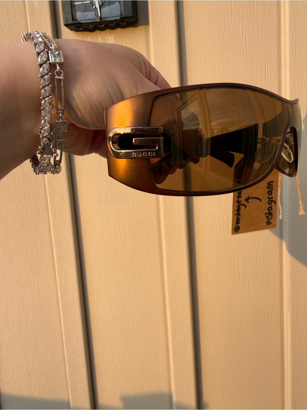 Gucci Y2K Vintage Bronze Shield Sunglasses